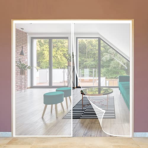 Magnetvorhang Fliegengitter Tür 270 x 215 cm, Insektenschutz Fliegengitter Balkontür Magnetisch Insektenschutz Tür für Balkontür Wohnzimmer Terrassentür, Weiß von WEIZERO