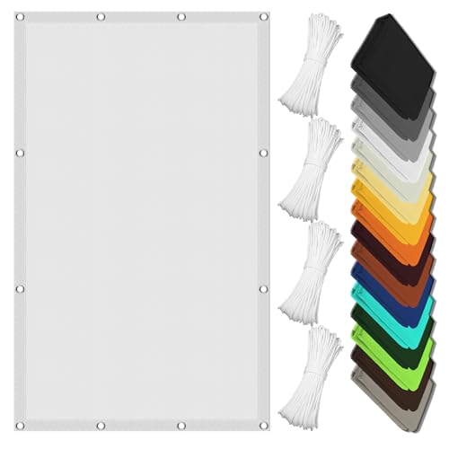 Sonnensegel Nach Maß mit Ösen 2.6 x 5.5 m Wasserdicht Rechteckig Uv-Beständig Baldachin UV Schutz Vielen Größen mit Spannseilen für Garten Balkon & Terrasse, Weiß von WEIZERO
