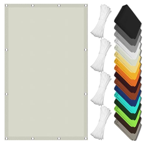 Sonnensegel Nach Maß mit Ösen 3.5 x 5.5 m Wasserdicht Rechteckig Uv-Beständig Baldachin UV Schutz Vielen Größen mit Spannseilen für Garten Balkon & Terrasse, cremefarben von WEIZERO
