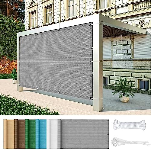 Sonnensegel Rechteckig 0.5 x 2.4 m Rechteckig Atmungsaktiv UV Schutz Segeltuch Pergola inkl Befestigungsseile für Garten Terrasse Camping, Hellgrau von WEIZERO