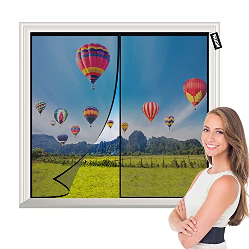 Fliegengitter Fenster 50x120cm Schwarz Magnetisch Moskitoschutz Fliegenvorhang Magnete Automatisch schließen für Fenster und Türen Waschbares von WEIZON