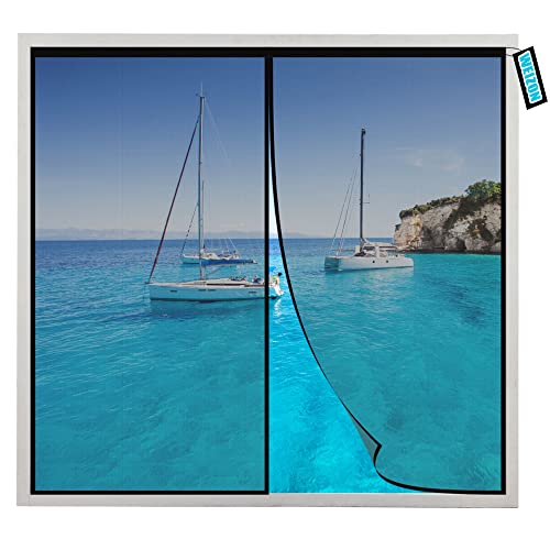 Fliegengitter Fenster Mit Rahmen 50x75cm Schwarz Magnet Insektenschutz Fenster,Magnet Fliegenvorhang mit starkem Magnet für Balkontür Wohnzimmer von WEIZON