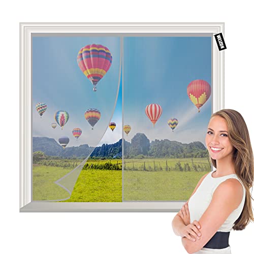 Fliegengitter Rollo 120x120cm Grau Automatisches Schließen Moskitonetz Fliegengittertüren für Fenster und Türen,Einfache Montage Ohne Bohren von WEIZON