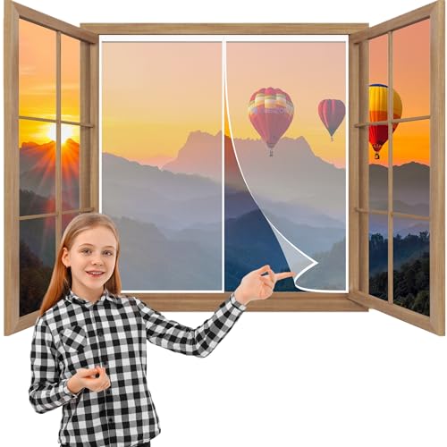Magnet Fliegengitter Fenster Insektenschutz Weiß 95x75cm Moskitoschutz Fliegenvorhang Ohne Bohren für Balkontür Schiebetür Fenster von WEIZON