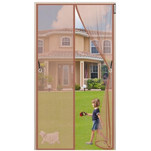 Magnet Fliegengitter Tür 50x160cm(20x63inch) Magnet Fliegengitter Balkontür, Moskitonetze für Türen, Magnet Fliegengitter Tür Insektenschutz, Fliegengitter Vorhang - Braun von WEIZON