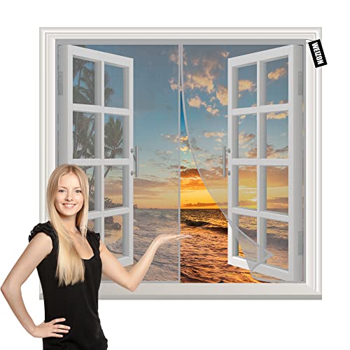 Magnet Fliegengitter Tür Insektenschutz 110x130cm Grau Insektenschutzgitter Terrassentür,Magnet Fliegengitter Automatisch Verschließen hält Käfer/Fliegen/Mücken Draußen von WEIZON