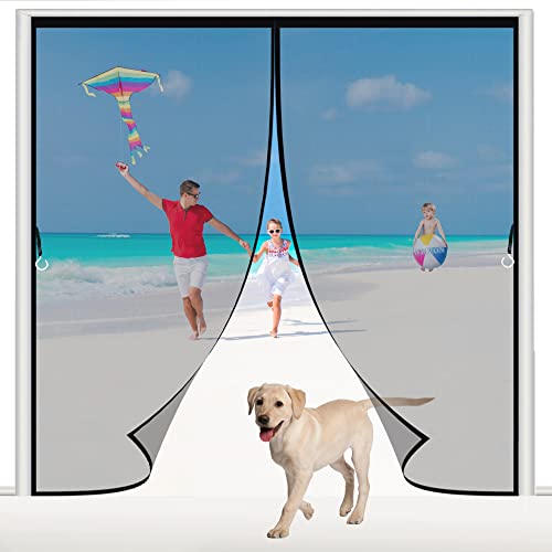 Magnet Fliegengitter für Balkontür 220x200cm Insektenschutz Fenster Moskitonetz,Klettband Selbstklebend Ohne Bohren für Fenster und Türen Schwarz von WEIZON