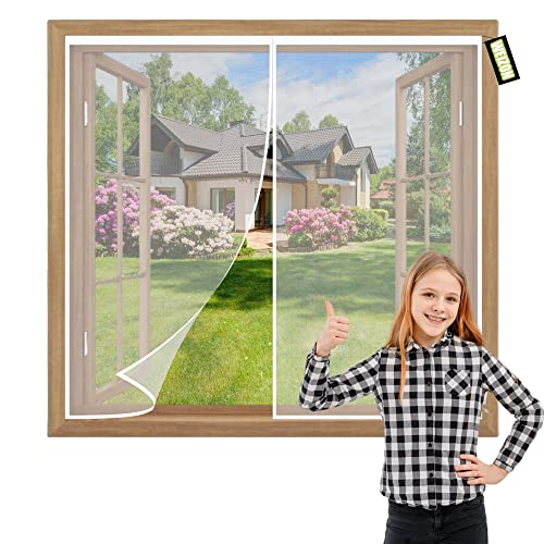 Magnetische Fliegengitter FüR Fenster Weiß 85x125cm Insektenschutz Vorhang Fenster Terrassentür,Magnetische Adsorption Faltbar für Türen/Fenster von WEIZON