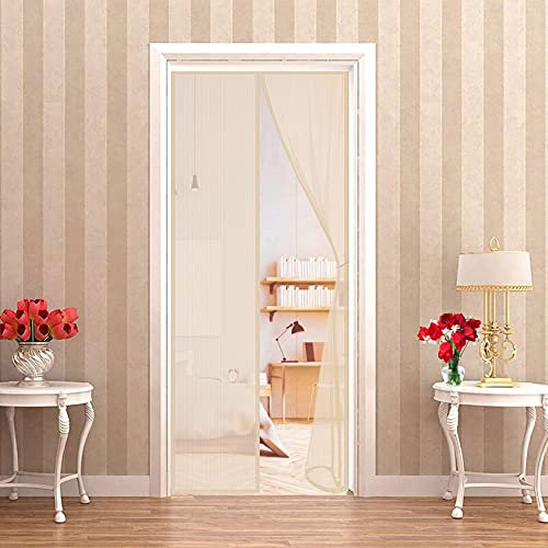 WEIZON Magnet Fliegengitter Tür 70 x 220 cm,Insektenschutz Balkontür Auto Schließen Magnetische Adsorption,ohne Bohren,für Balkon Wohnzimmer Türen - Beige von WEIZON