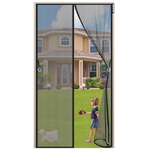 Magnet Fliegengitter Tür Insektenschutz, 150 x 215 cm Klebemontage Ohne Bohren, Der Magnetvorhang ist Ideal Schlafzimmer, Kinderzimmer, Wohnzimmer, Balkon und Küche - Schwarz von WEIZON