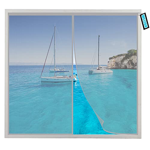 magnet fliegengitter fenster 140x145cm Grau Automatisch schließen Moskitonetz Fliegengittertüren für Balkontür Kellertür Terrassentür Waschbares von WEIZON