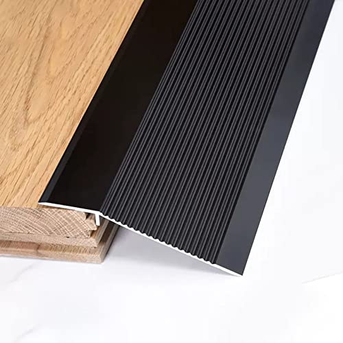 4 Zoll breite Aluminium-Bodenübergangsleiste for Türöffnungen, Fliesen und Teppiche – einfache Installation, langlebig und sicher(Black,90cm) von WEJNAOQI