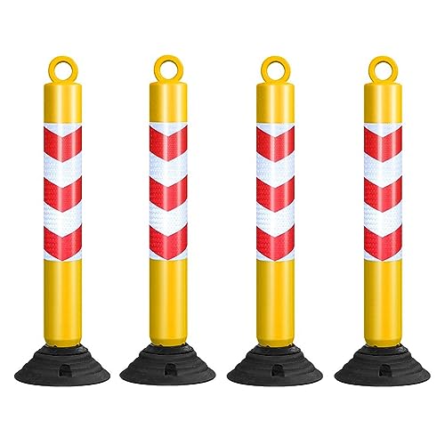 80 cm reflektierende Verkehrskegel, flexibler Poller aus PU-Kunststoff zur Gefahrenkontrolle bei der Parkplatzkontrolle(Yellow+red,4 pack) von WEJNAOQI