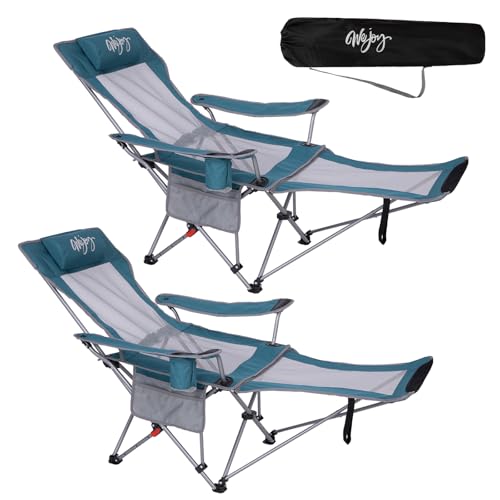 #WEJOY 2-in-1 Campingstuhl Faltbar 180kg mit Fußstütze,Strandstuhl mit 4-Fach Verstellbarer Rückenlehne, Relaxsessel Liege mit Getränkehalter, Liegestuhl für Outdoor Camping Cyan/Grau 2er Set #WEJOY 2-in-1 Campingstuhl Faltbar 180kg mit Fußstütze,Strandstuhl mit 4-Fach Verstellbarer Rückenlehne, Relaxsessel Liege mit Getränkehalter, Liegestuhl für Outdoor Camping Cyan/Grau 2er Set von #WEJOY