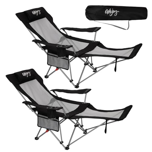 #WEJOY 2-in-1 Campingstuhl Faltbar 180kg mit Fußstütze,Strandstuhl mit 4-Fach Verstellbarer Rückenlehne, Relaxsessel Liege mit Getränkehalter, Liegestuhl für Outdoor Camping Schwarz/Grau 2er Set #WEJOY 2-in-1 Campingstuhl Faltbar 180kg mit Fußstütze,Strandstuhl mit 4-Fach Verstellbarer Rückenlehne, Relaxsessel Liege mit Getränkehalter, Liegestuhl für Outdoor Camping Schwarz/Grau 2er Set von #WEJOY