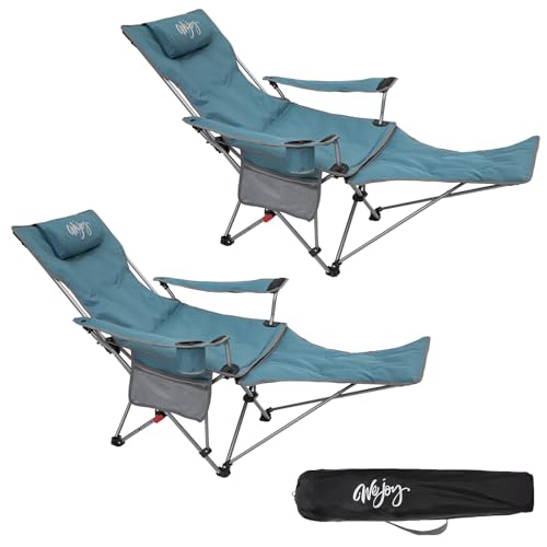 #WEJOY 2-in-1 Campingstuhl Faltbar mit Fußstütze, Gepolstert Liegestuhl mit Verstellbarer Rückenlehne, Relaxsessel Liege mit Getränkehalter, Liegestuhl für Outdoor Camping Cyan 2er Set #WEJOY 2-in-1 Campingstuhl Faltbar mit Fußstütze, Gepolstert Liegestuhl mit Verstellbarer Rückenlehne, Relaxsessel Liege mit Getränkehalter, Liegestuhl für Outdoor Camping Cyan 2er Set von #WEJOY