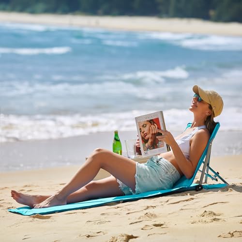 #WEJOY Tragbare Strandmatte Lounge Stuhl, leichte Strandstühle für Erwachsene, verstellbare faltbare Liege Strandmatte mit Rückenstütze für Sonnenbaden, Camping, Terrasse, Rasen von #WEJOY