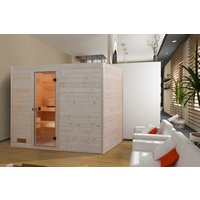 38mm Masssivholzsauna mit Fronteinstieg Gr.2 inkl. 9,0 kW Kompakt-Ofen von WEKA
