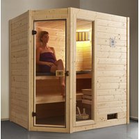 WEKA Ecksauna »Valida Eck 1«, BxHxT: 189 x 203,5 x 139 cm, mit Fenster - beige von WEKA