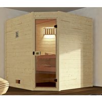 WEKA Ecksauna »Valida Eck 2«, BxHxT: 189 x 203,5 x 189 cm, mit Glastür - beige von WEKA