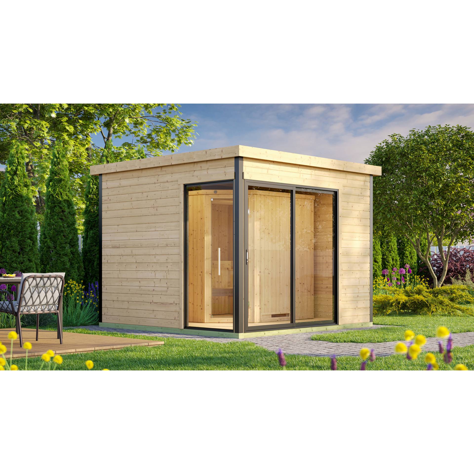 Weka Design-Saunahaus '412' natur mit Sauna Varberg 3, Steuerung 7,5 kW BioS-Ofen 320 x 320 x 239 cm Weka Design-Saunahaus '412' natur mit Sauna Varberg 3, Steuerung 7,5 kW BioS-Ofen 320 x 320 x 239 cm von WEKA