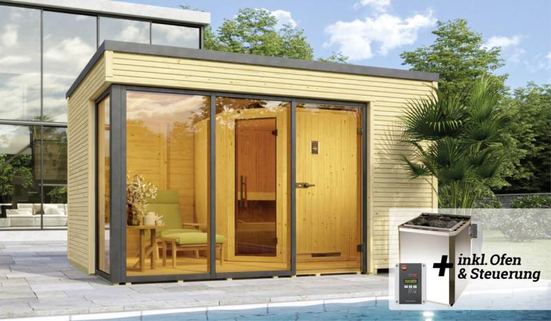 Weka Design-Saunahaus CUBILIS Sparset 7,5 kw BioS von WEKA