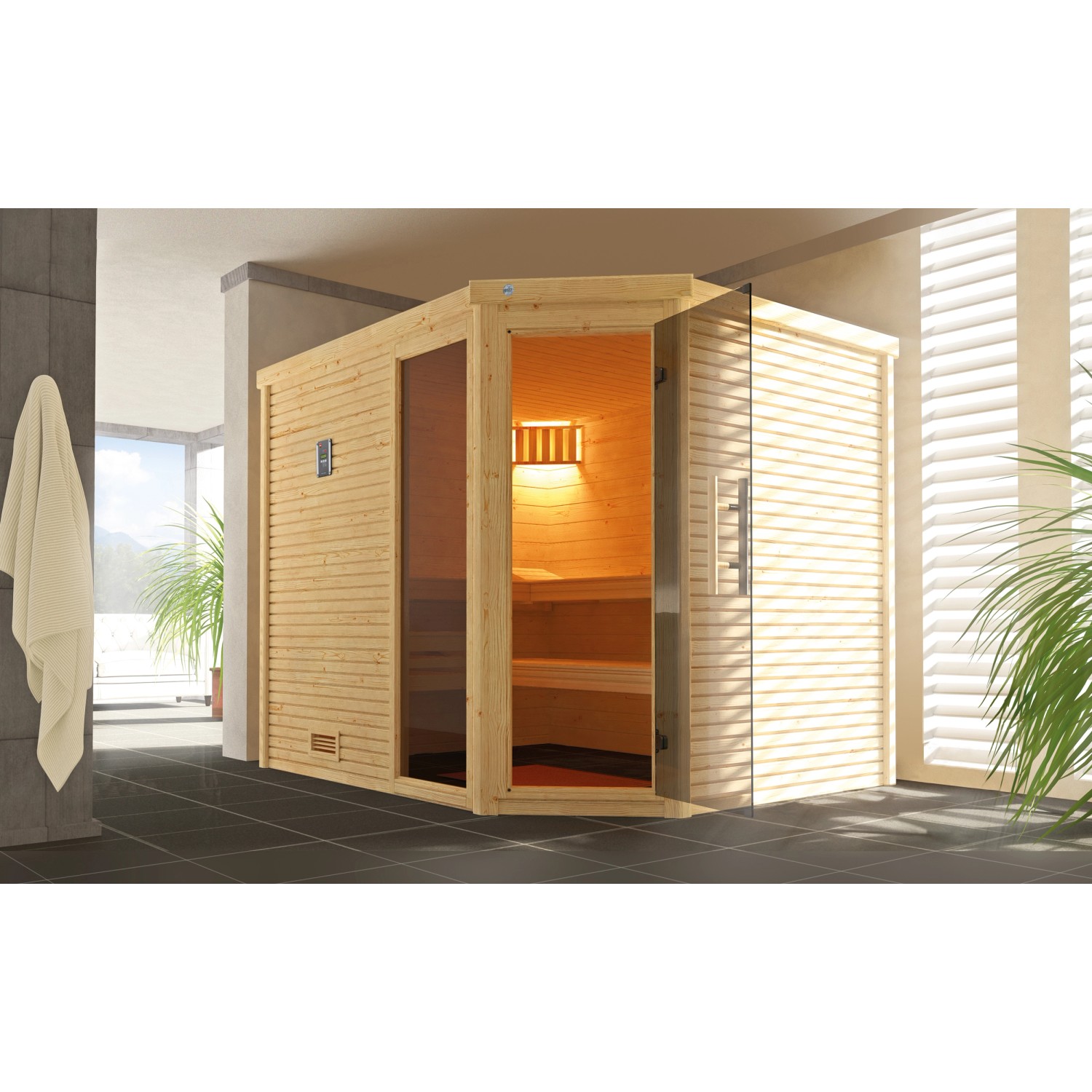 Weka Designsauna Cubilis 3 Rundumsorglospaket 9 kW BioS Saunaleuchtenset Weka Designsauna Cubilis 3 Rundumsorglospaket 9 kW BioS Saunaleuchtenset von WEKA