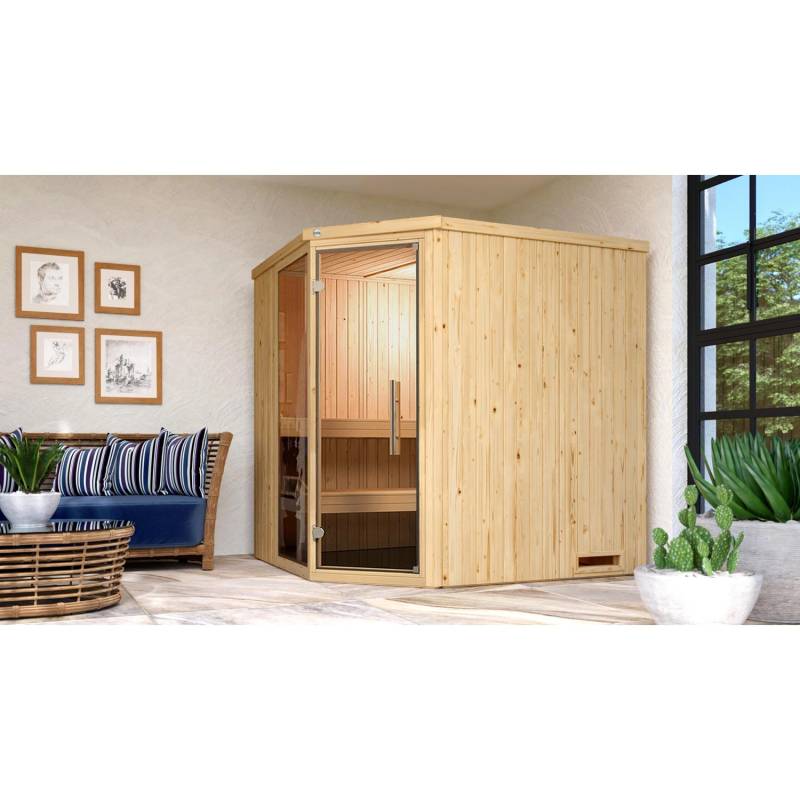 Weka Element-Ecksauna Varberg 2 Sparset 7,5 kW BioS Glastür/Fenster von WEKA