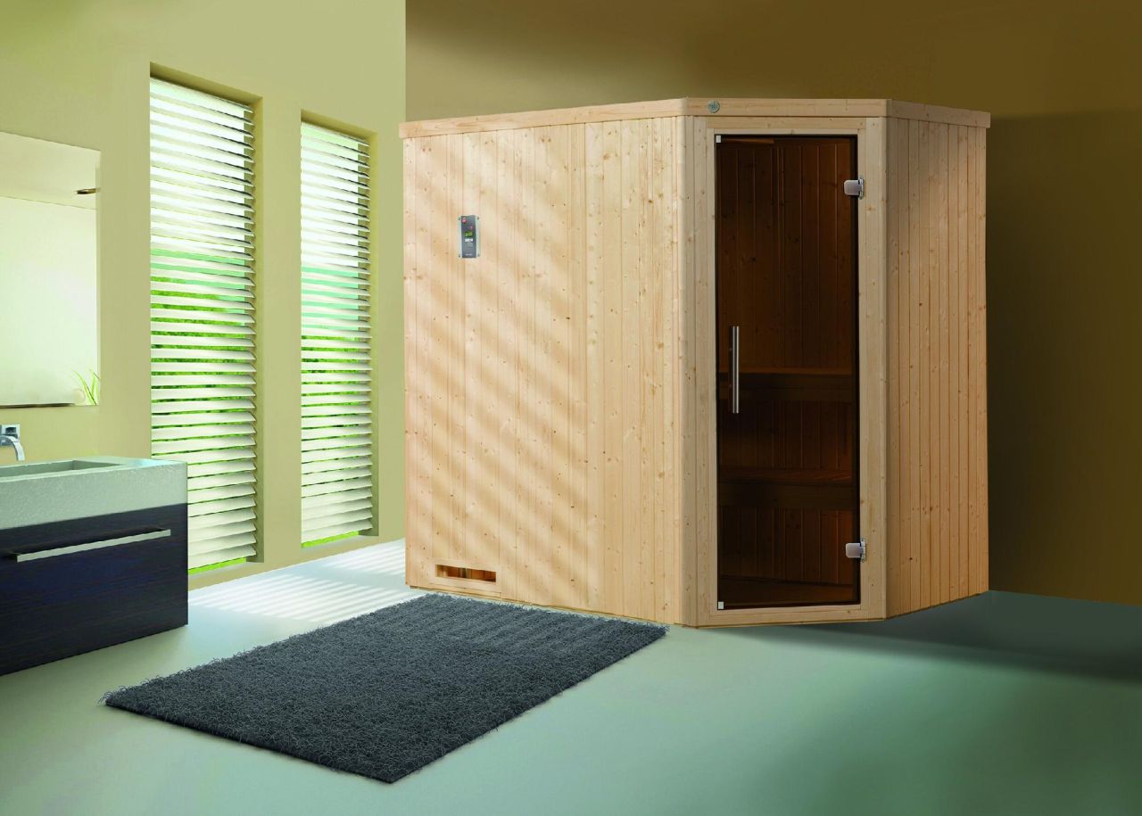 Weka Element-Ecksauna Varberg 1 mit Glastür von WEKA