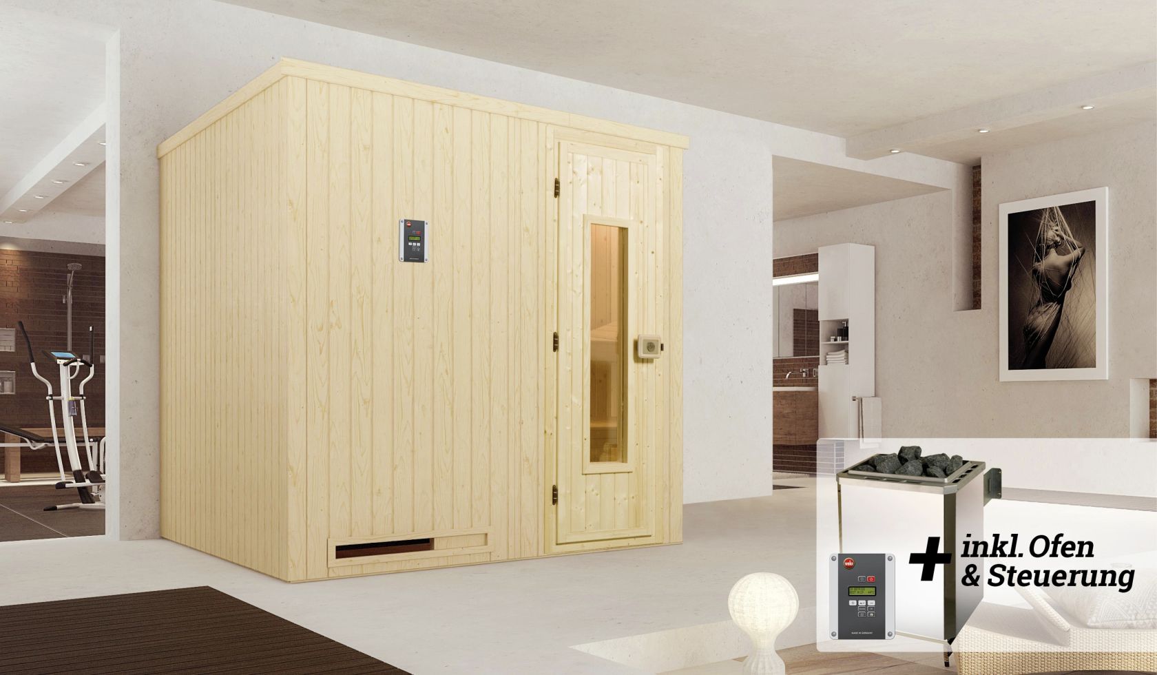 Weka Elementsauna Halmstad Gr. 2 Sparset 7,5 kw OS von WEKA