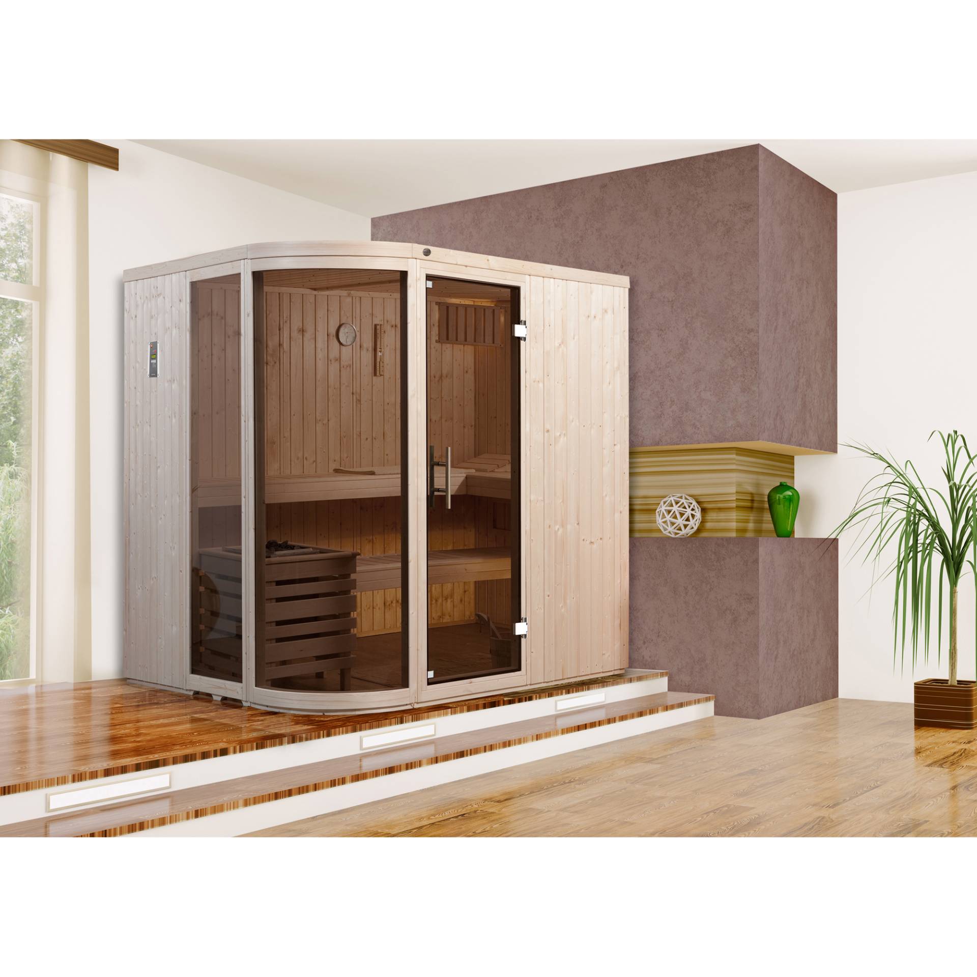 Weka Elementsauna 'Sauna des Jahres' 194 x 194 cm mit Ofen 'OS', Glastür, Fenster Weka Elementsauna 'Sauna des Jahres' 194 x 194 cm mit Ofen 'OS', Glastür, Fenster von WEKA
