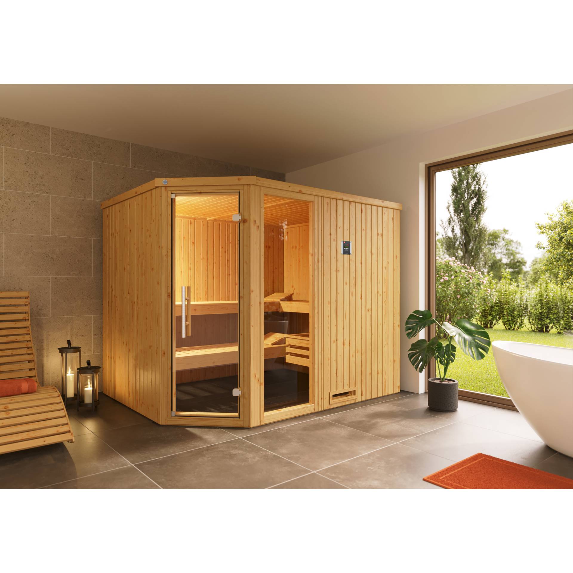 Weka Elementsauna 'Varberg 4' 244 x 194 cm mit Ganzglastür, Fensterelement Weka Elementsauna 'Varberg 4' 244 x 194 cm mit Ganzglastür, Fensterelement von WEKA