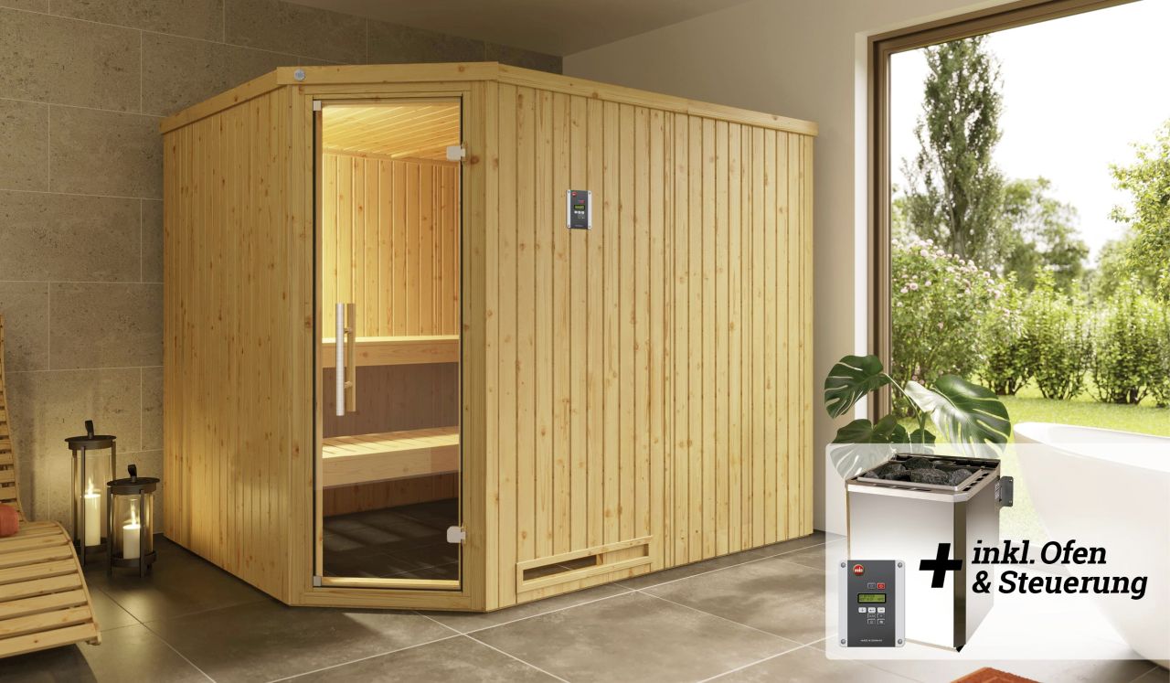 Weka Elementsauna VARBERG Eck Gr. 4 Sparset 7,5 kw BioS von WEKA