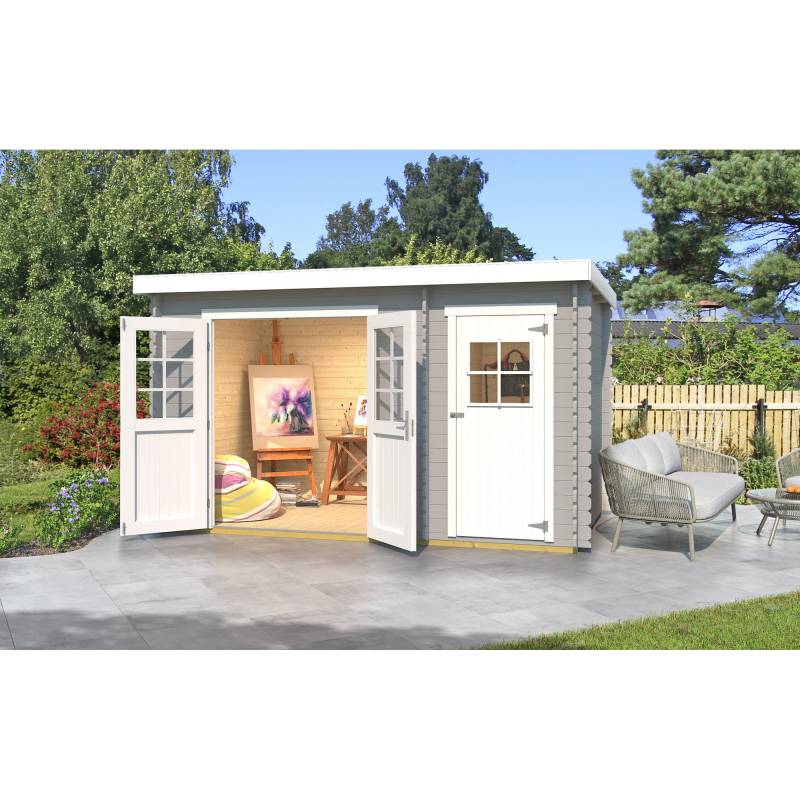 Weka Gartenhaus '254 Gr.1' hellgrau 394 x 246 x 222 cm, mit Nebenraum von WEKA