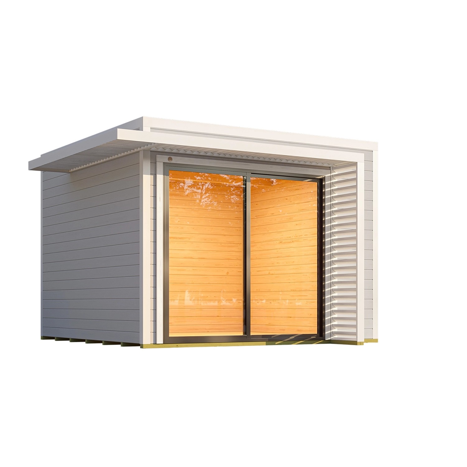 Weka Gartenhaus Amberley Doppelschiebetür Grau-Weiß 300 cm x 300 cm Weka Gartenhaus Amberley Doppelschiebetür Grau-Weiß 300 cm x 300 cm von WEKA