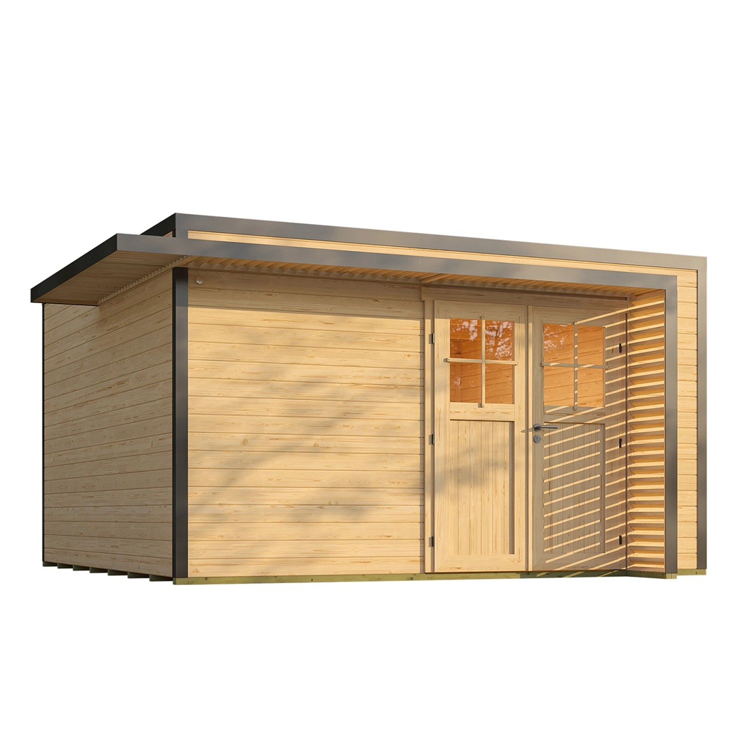 Weka Gartenhaus Amberley Doppeltür Natur 400 cm x 400 cm von WEKA