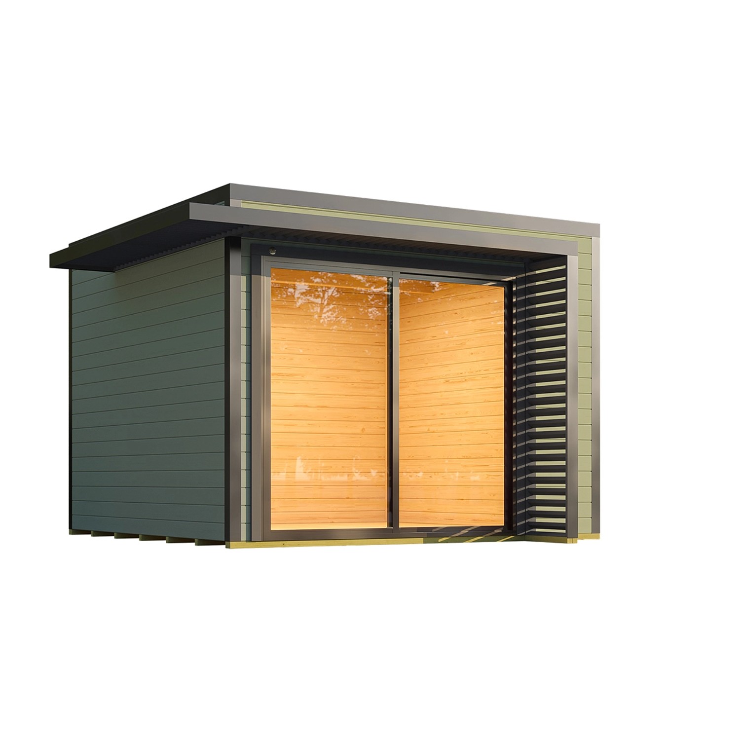 Weka Gartenhaus Amberley Schiebetür Graugrün/Anthrazit 300 cm x 300 cm von WEKA