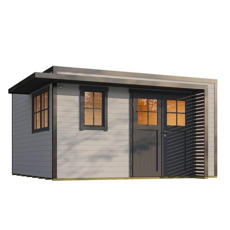 Weka Gartenhaus Amberley Tür 2 Fenster Grau-Anthrazit 400 cm x 400 cm von WEKA