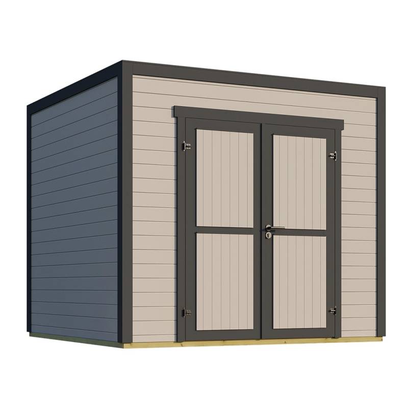 Weka Gartenhaus Batu 1,5 Flachdach Vollholztür Light Grey 250 cm x 200 cm von WEKA