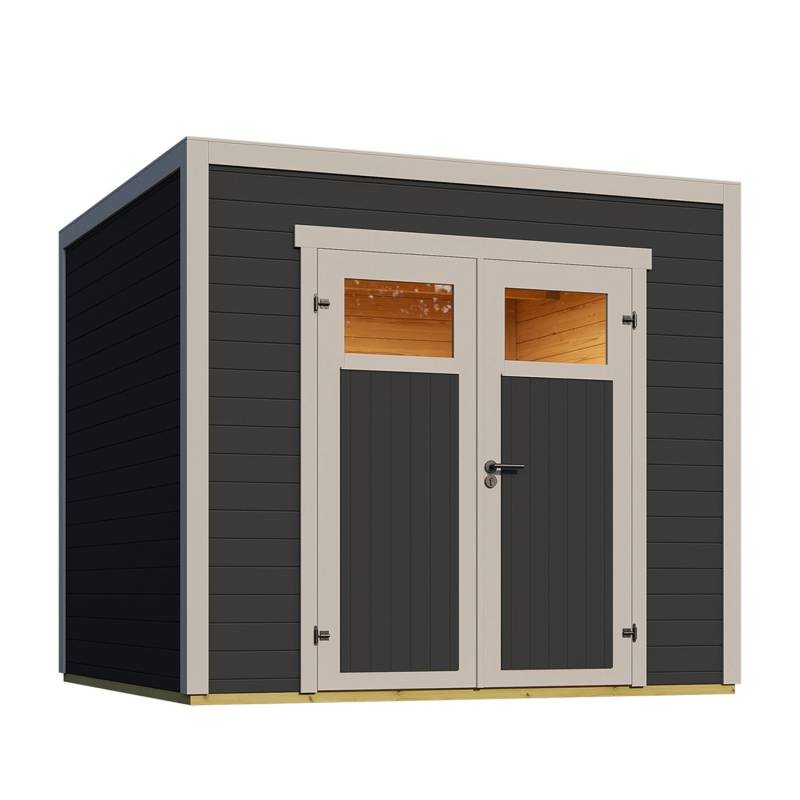 Weka Gartenhaus Batu 2 Flachdach Doppeltür Dark Grey 250 cm x 250 cm von WEKA