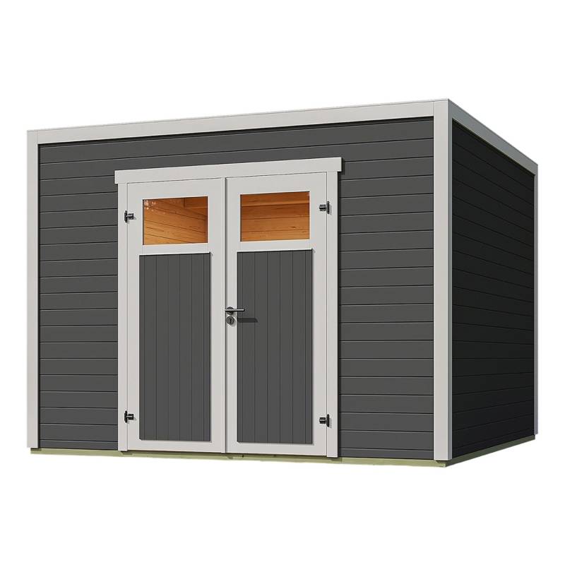Weka Gartenhaus Batu 3 Flachdach Doppeltür Dark Grey 300 cm x 300 cm von WEKA