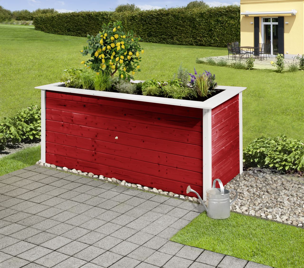 Weka Hochbeet 28 205 x 80 x 81 cm schwedenrot mit Noppenbahn, Wühlmausschutz von WEKA