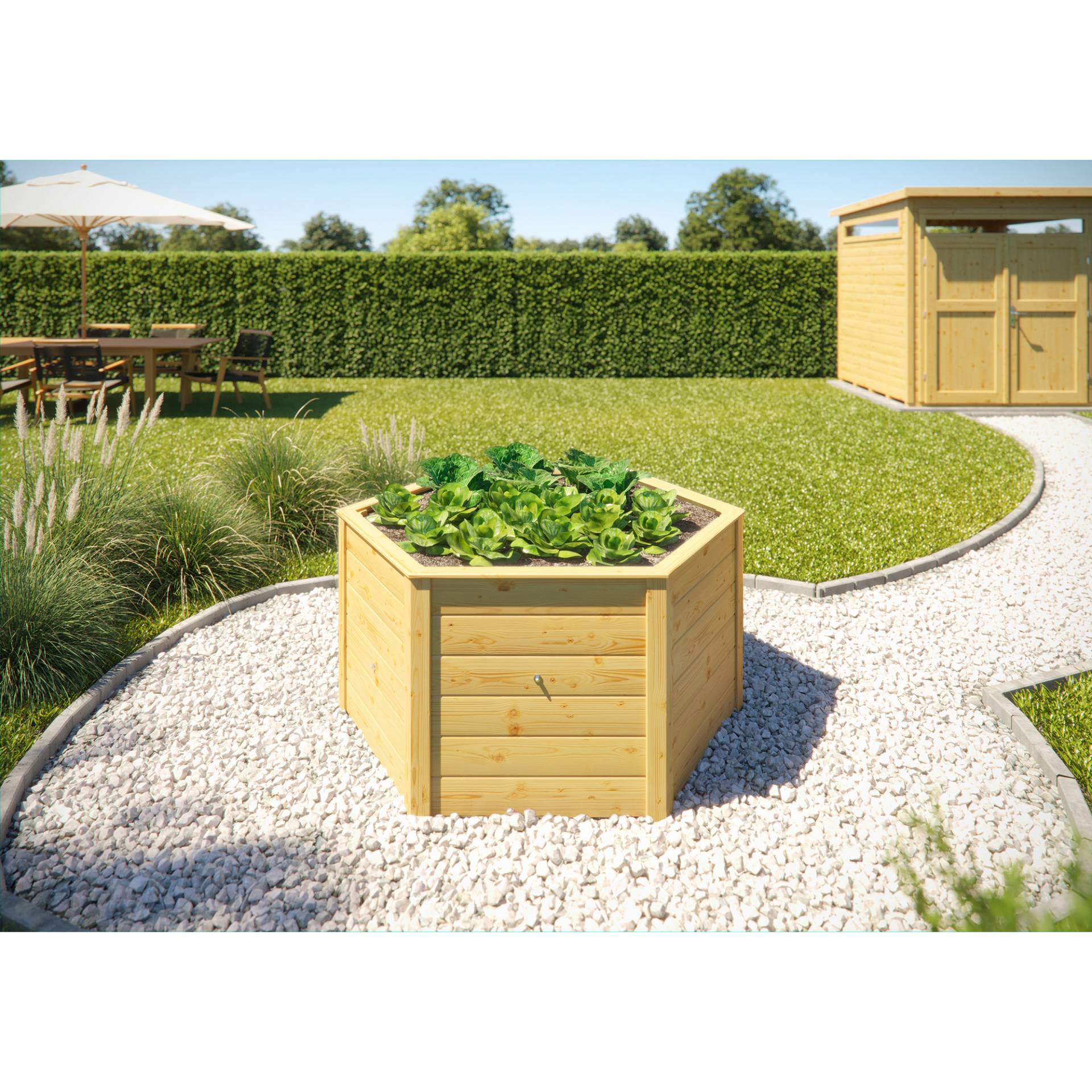 Weka Hochbeet '669' 6-eckig naturfarben 143 x 143 x 68,5 cm von WEKA