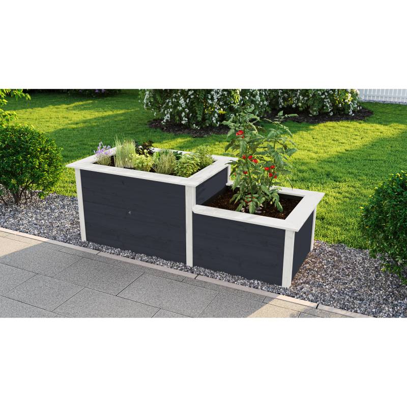 Weka Hochbeet '669' mit Stufe anthrazit 217,6 x 91,7 x 58/81 cm von WEKA