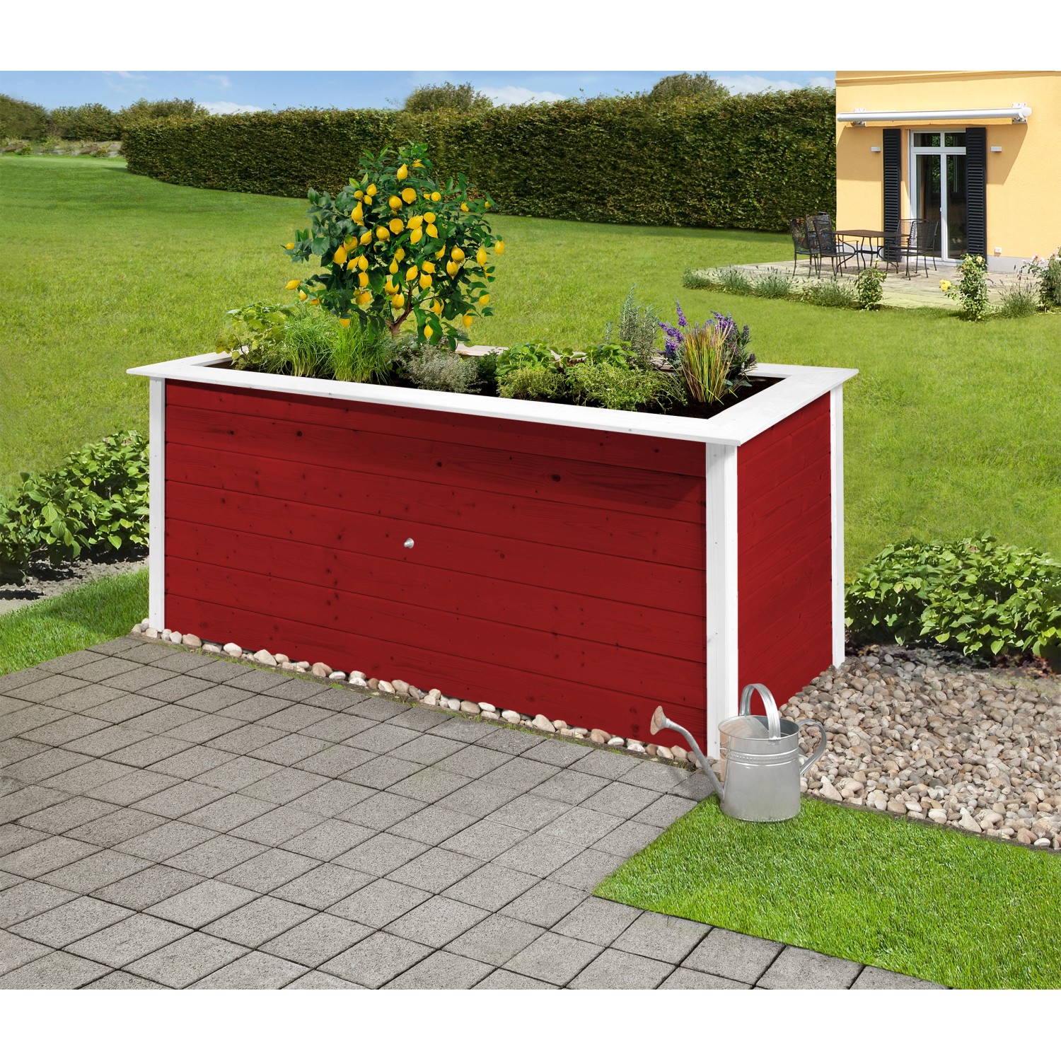 Weka Hochbeet Herba Fichte Schwedenrot/Weiß 81 cm x 205 cm x 80 cm von WEKA