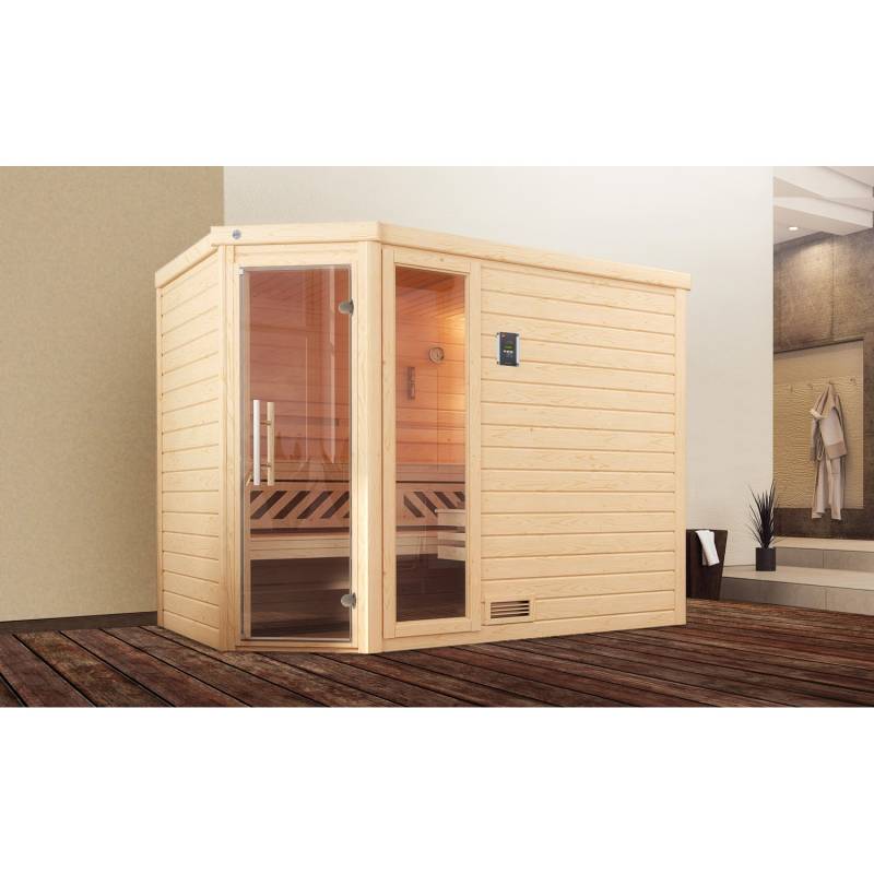 Weka Massivholzsauna Turku 3 Sparset 7,5 kW BioS Glastür/Fenster von WEKA