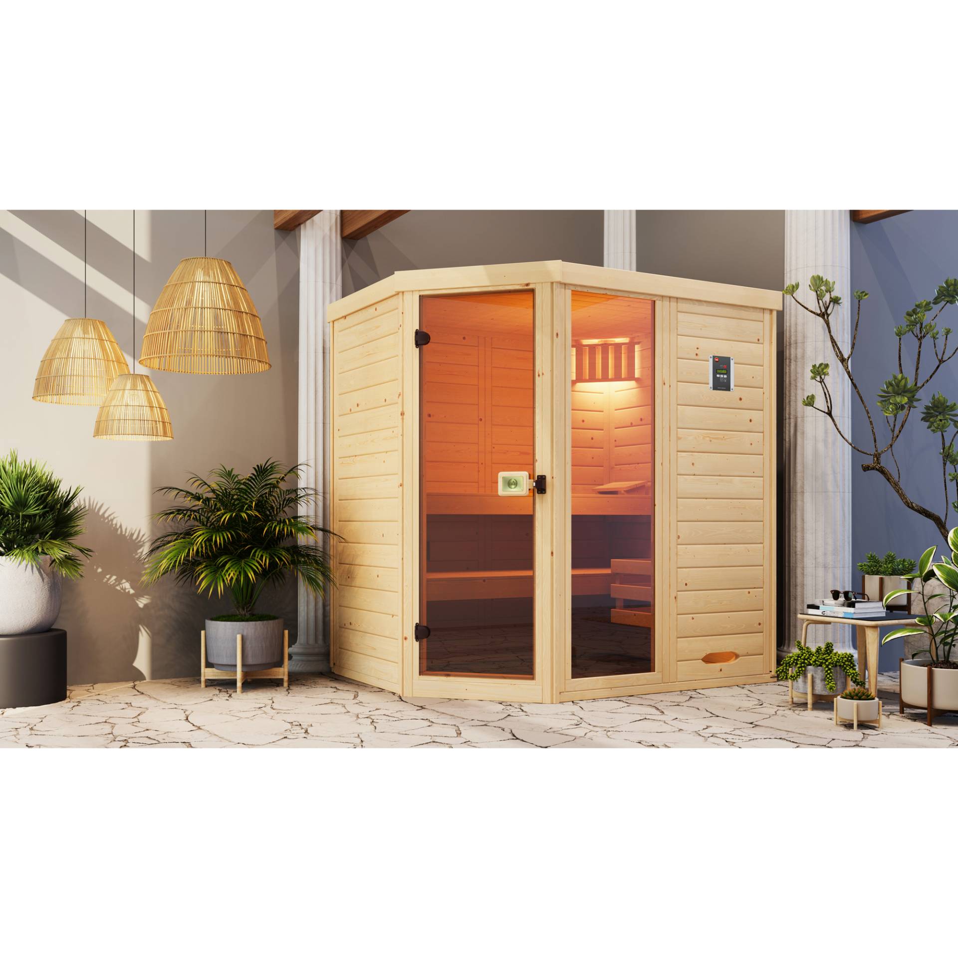 Weka Massivholz-Elementsauna 'Laukkala 2' mit Glastür, Fenster 186,6 x 138,6 x 200 cm von WEKA