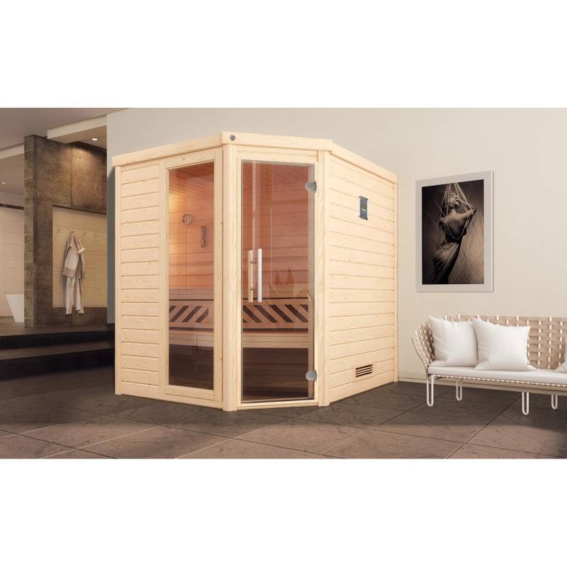 Weka Massivholzsauna Turku 2 Sparset 9 kW OS Glastür/Fenster von WEKA