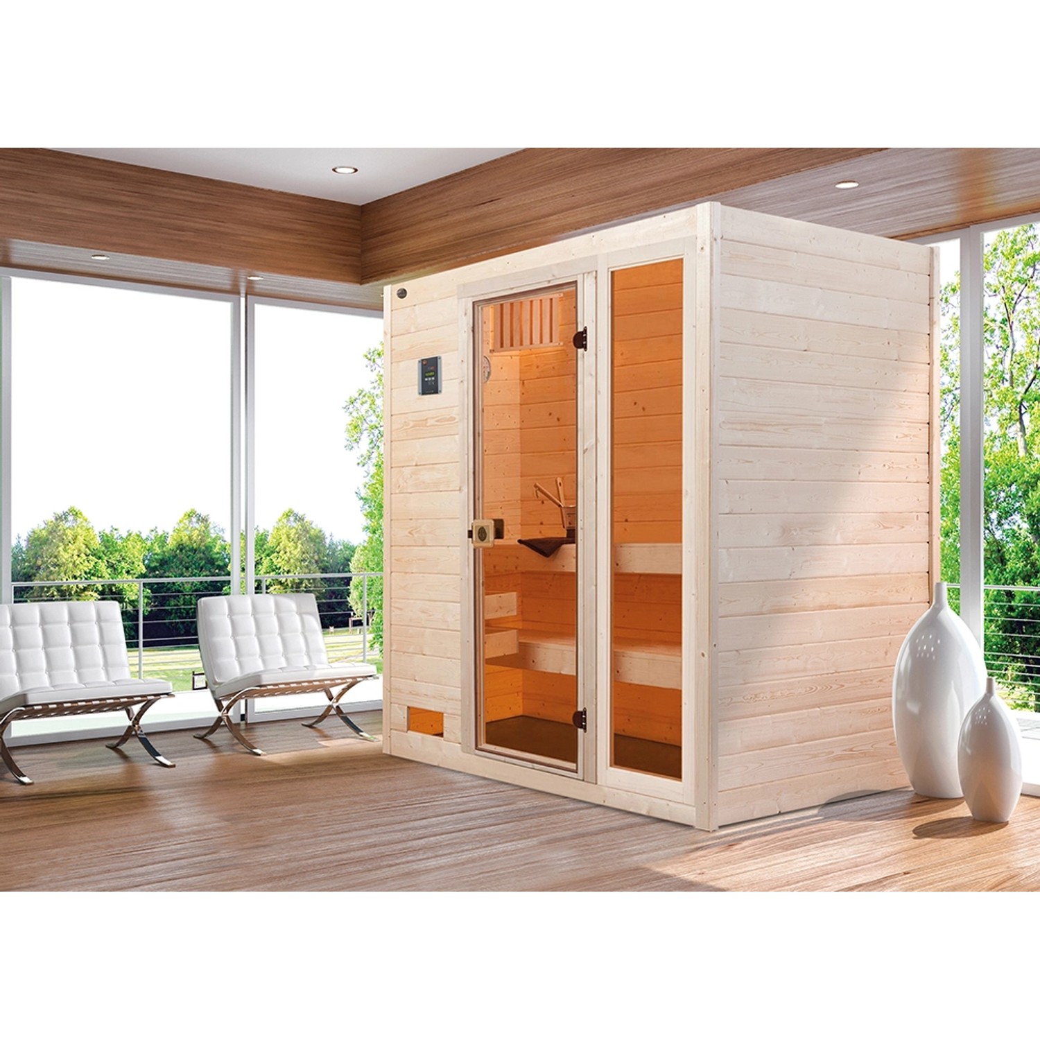 Weka Massivholzsauna Valida 2 GTF ohne Ofen Naturbelassen 189 x 139 cm von WEKA