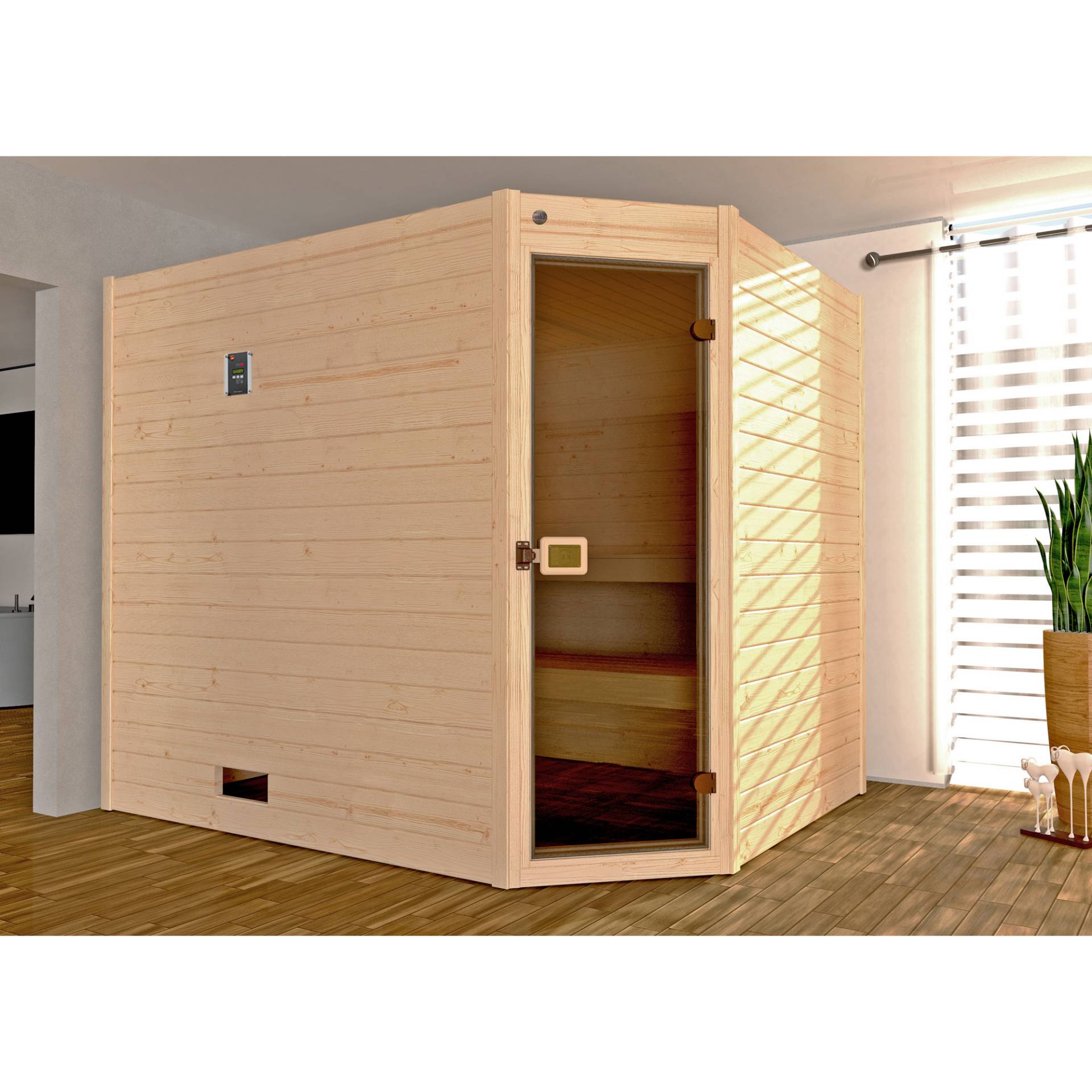 Weka Massivholzsauna 'Valida' 239 x 189 cm, mit Glastür, Fenster Weka Massivholzsauna 'Valida' 239 x 189 cm, mit Glastür, Fenster von WEKA